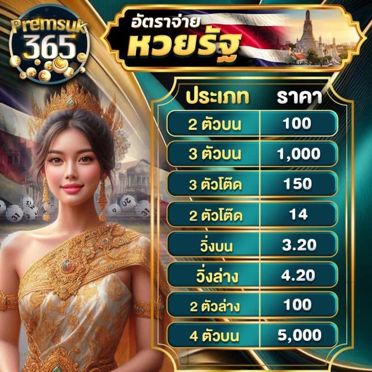 อัตราจ่ายหวยรัฐบาล Premsuk365